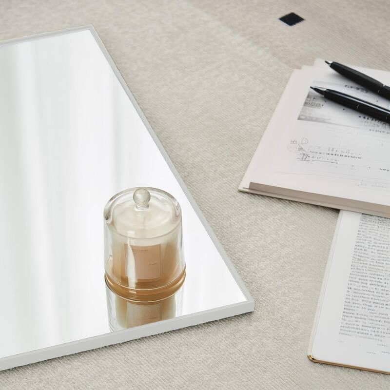 Full Length Mirror - White Aluminum Alloy Frame, Leaning/Wall Mounted, Shatter-Proof