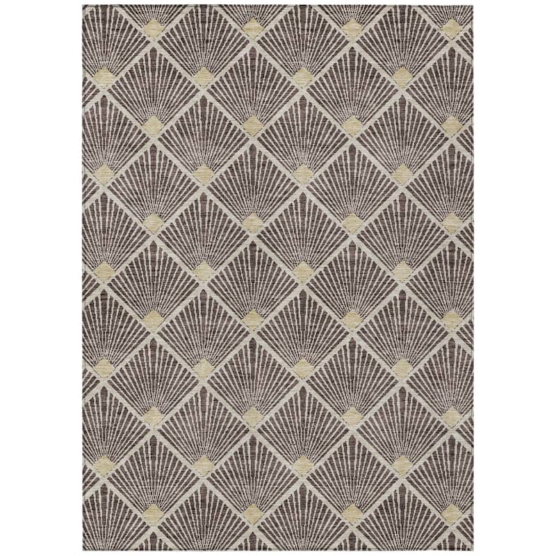 Machine Washable Indoor/ Outdoor Chantille Modern Shells Rug