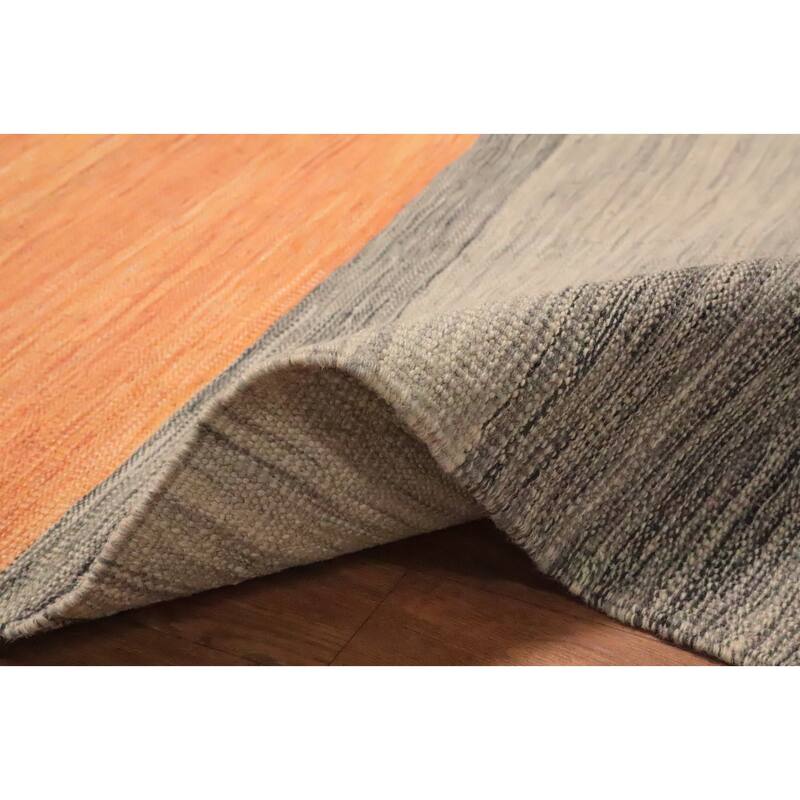 Hand Woven Oriental 100% Wool Carpet Southwestern Modern Greys & Charcoal Kilim Area Rug - 9' 7'' X 8' 4''