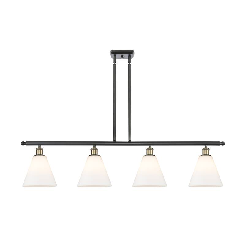 Innovations Lighting Berkshire - 4 Light 48" Stem Hung Island Light - Matte White/Black Antique Brass