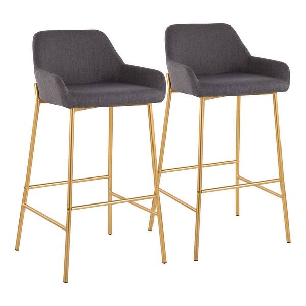 Silver Orchid Galotti Gold FixedHeight Upholstered Bar Stool Set of 2 On Sale Bed Bath