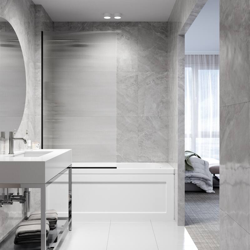 VIGO Zenith 34" W x 62" H Frameless Fixed Tub Screen Door