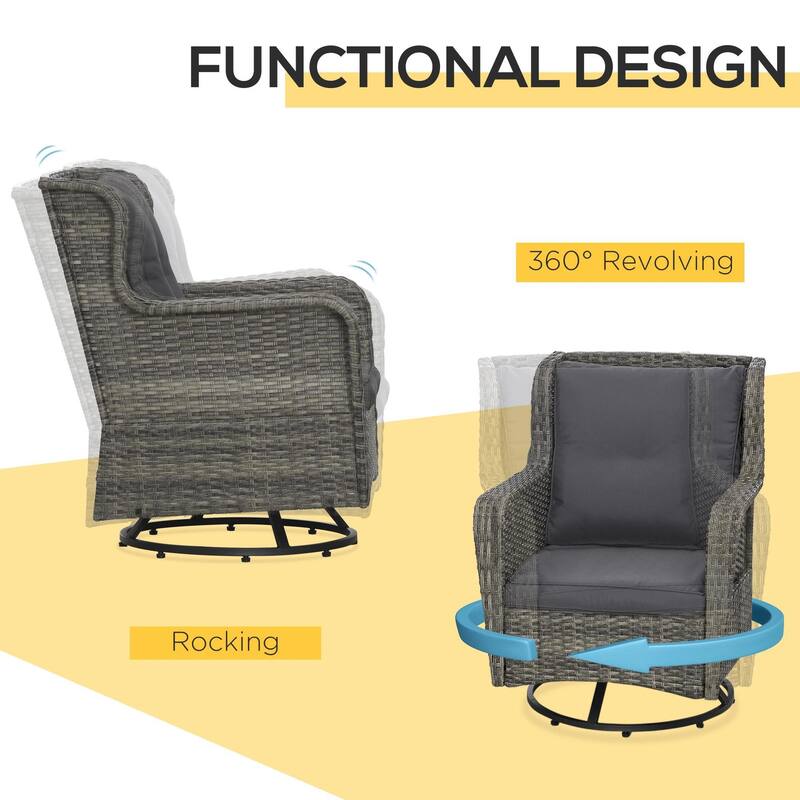 360° Rotation, Rocking Patio Bistro Set, Outdoor Porch Furniture