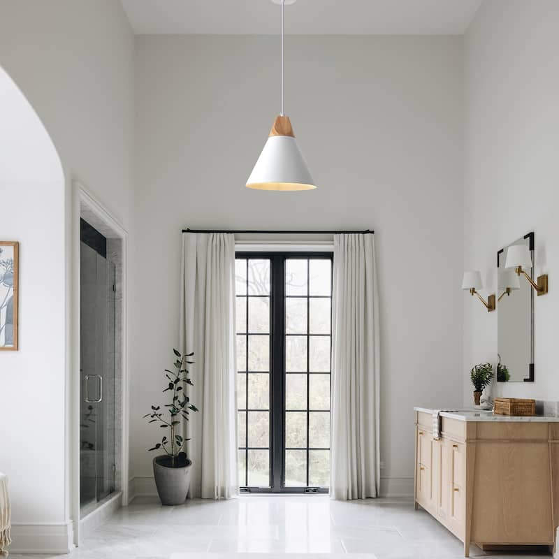 Farmhouse Pendant Light Fixture with Wood and Metal for Kitchen, Hallway,Living Room