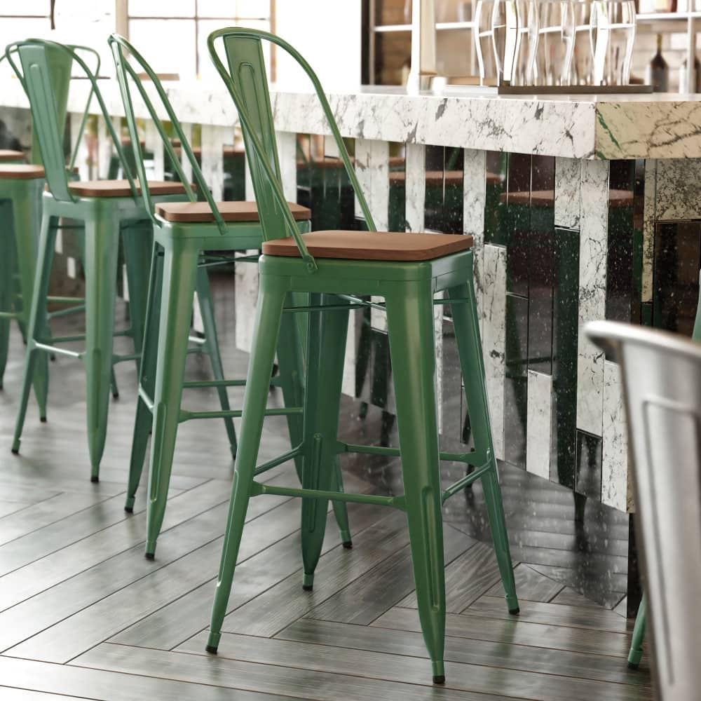 All-Weather Commercial Bar Stool with Removable Back & Poly Resin Seat