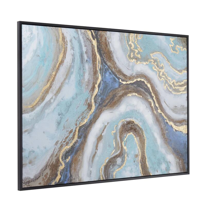 Canvas Leaf Living Room Framed Wall Art with Silver Frame
