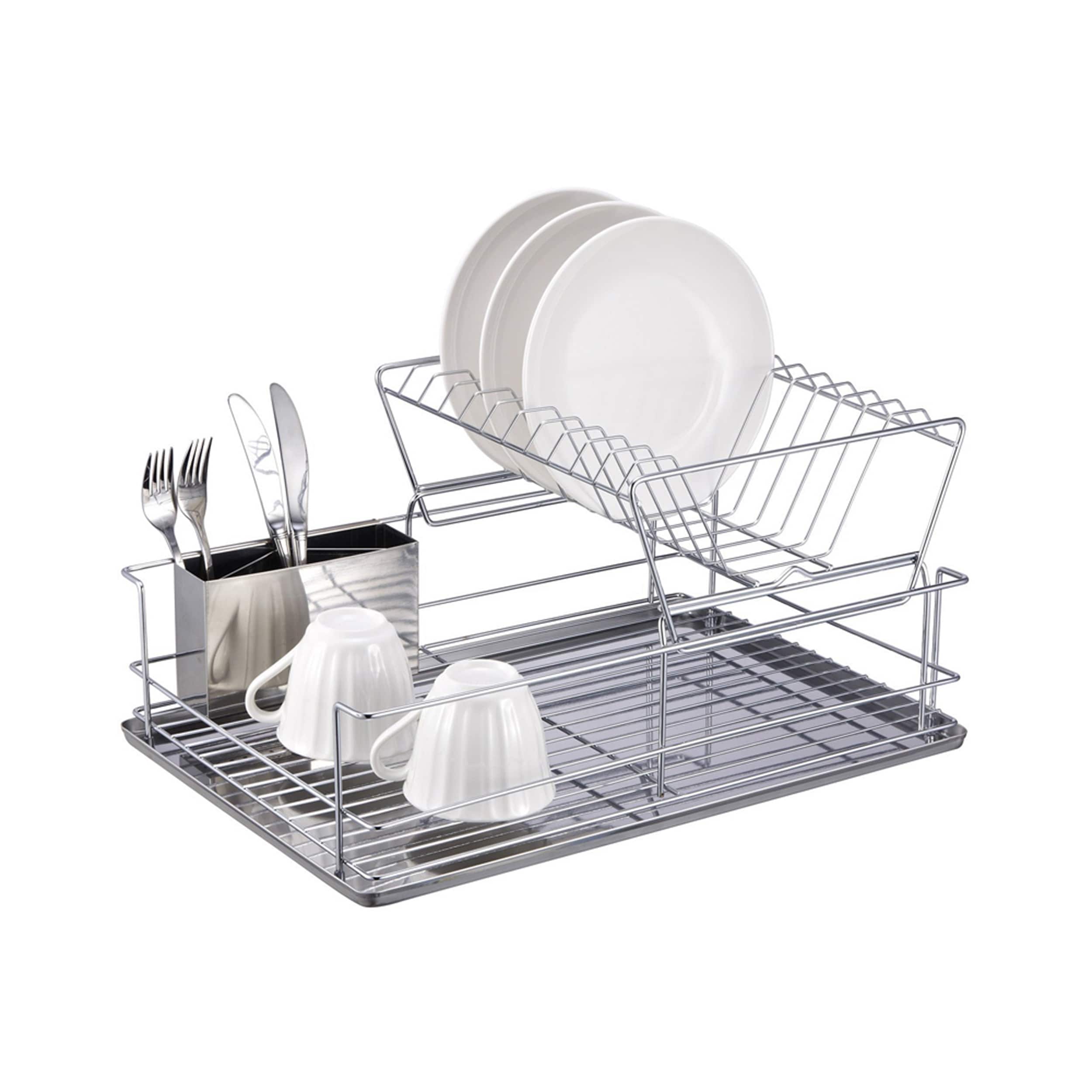 Better Chef 22 in. 2-Tier Red Chrome Plated Standing Dish Rack