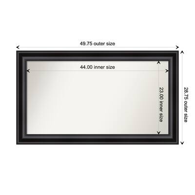Grand Black Framed Non-Beveled Custom Wall Mirror, Bathroom Vanity Mirror