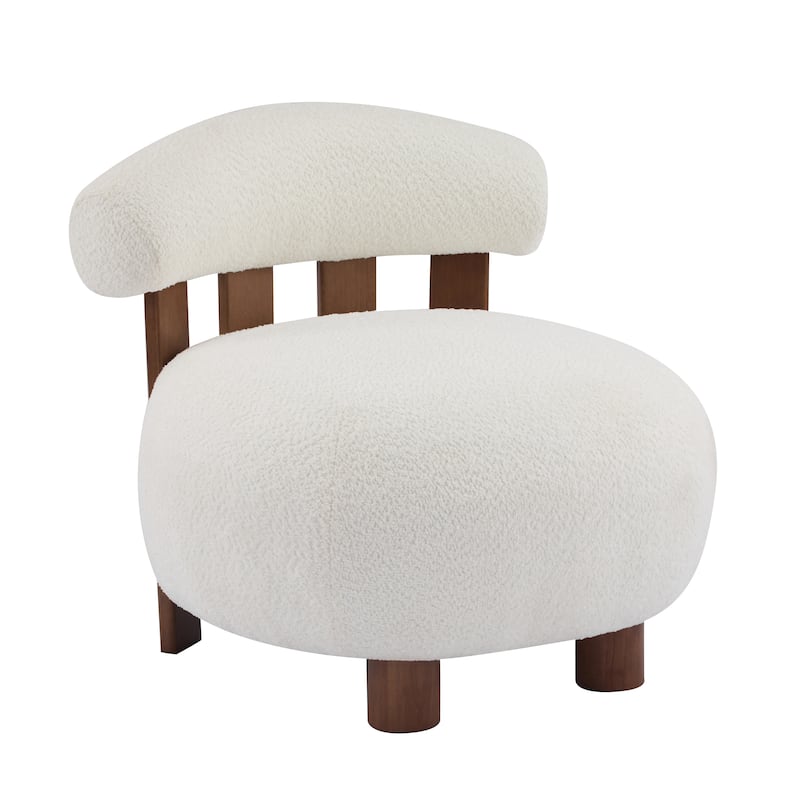 Christopher Knight Home - Modern Boucle Fabric Accent Chair, Soft Upholstery and Solid Wood Frame