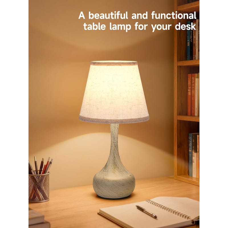 Touch Bedside Lamp Set of 2, Farmhouse 3-Way Dimmable Table Lamps for Nightstand with Fabric Shade (including LED bulbs)