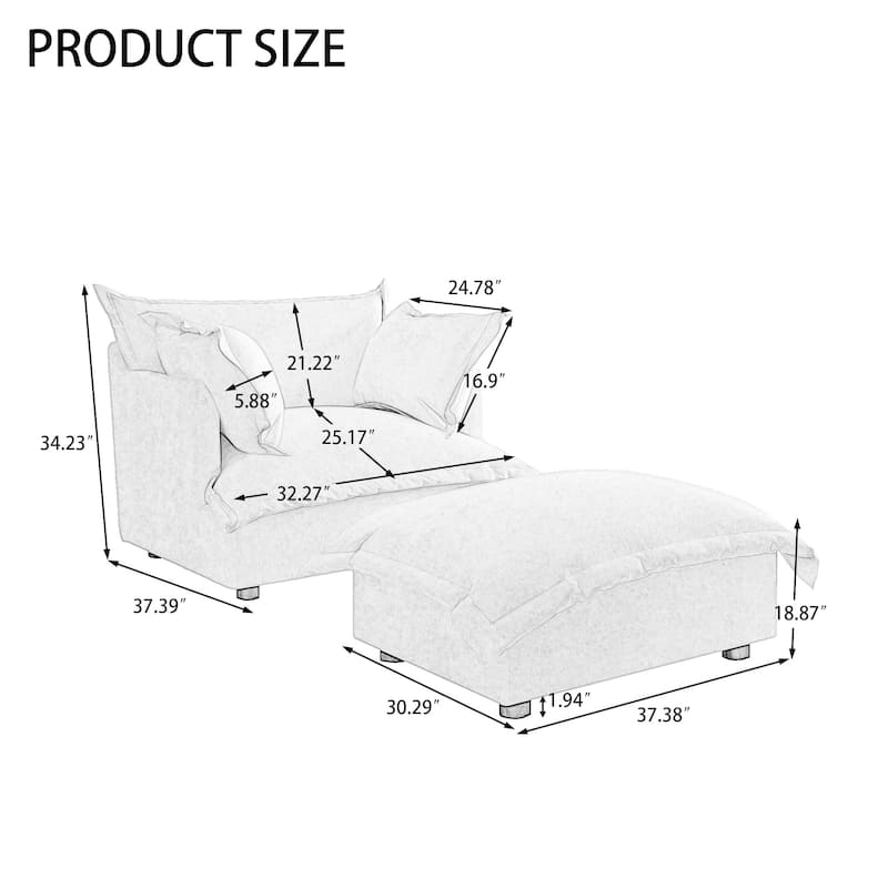 Double Layer Cushion Comfy Cloud Modular Sectional Sofa Set