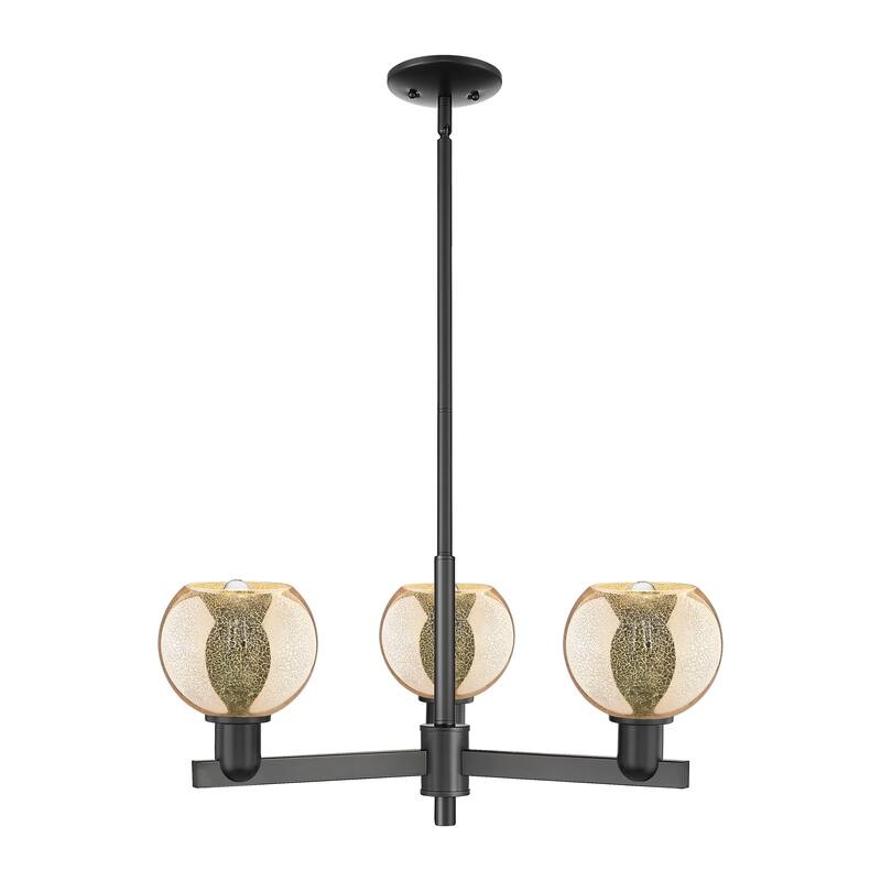 Innovations Lighting Endless Possibilities Arcadia - Athens - 3 Light 28" Stem Hung Chandelier - Mercury/Matte Black
