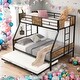 preview thumbnail 2 of 4, Twin Over Full Metal Bunk Bed With Trundle 2 Side Ladder and Full-Length Guardrail For Bedroom