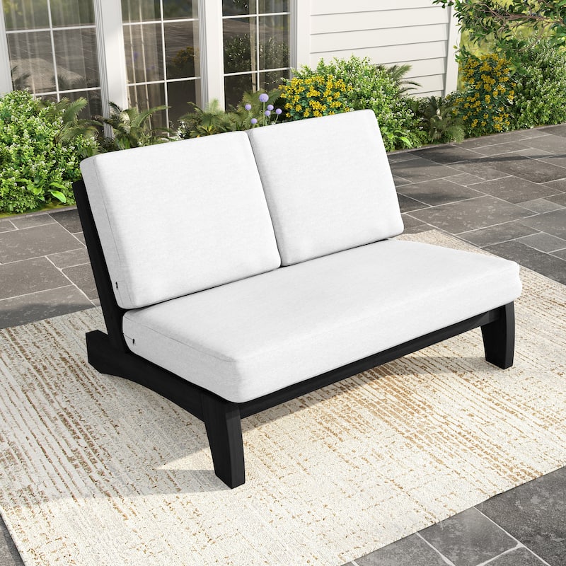 Outdoor Teak Wood Patio Loveseat with Cushions
