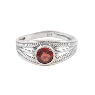 Novica Handmade Promised Eden Garnet Domed Single Stone Ring