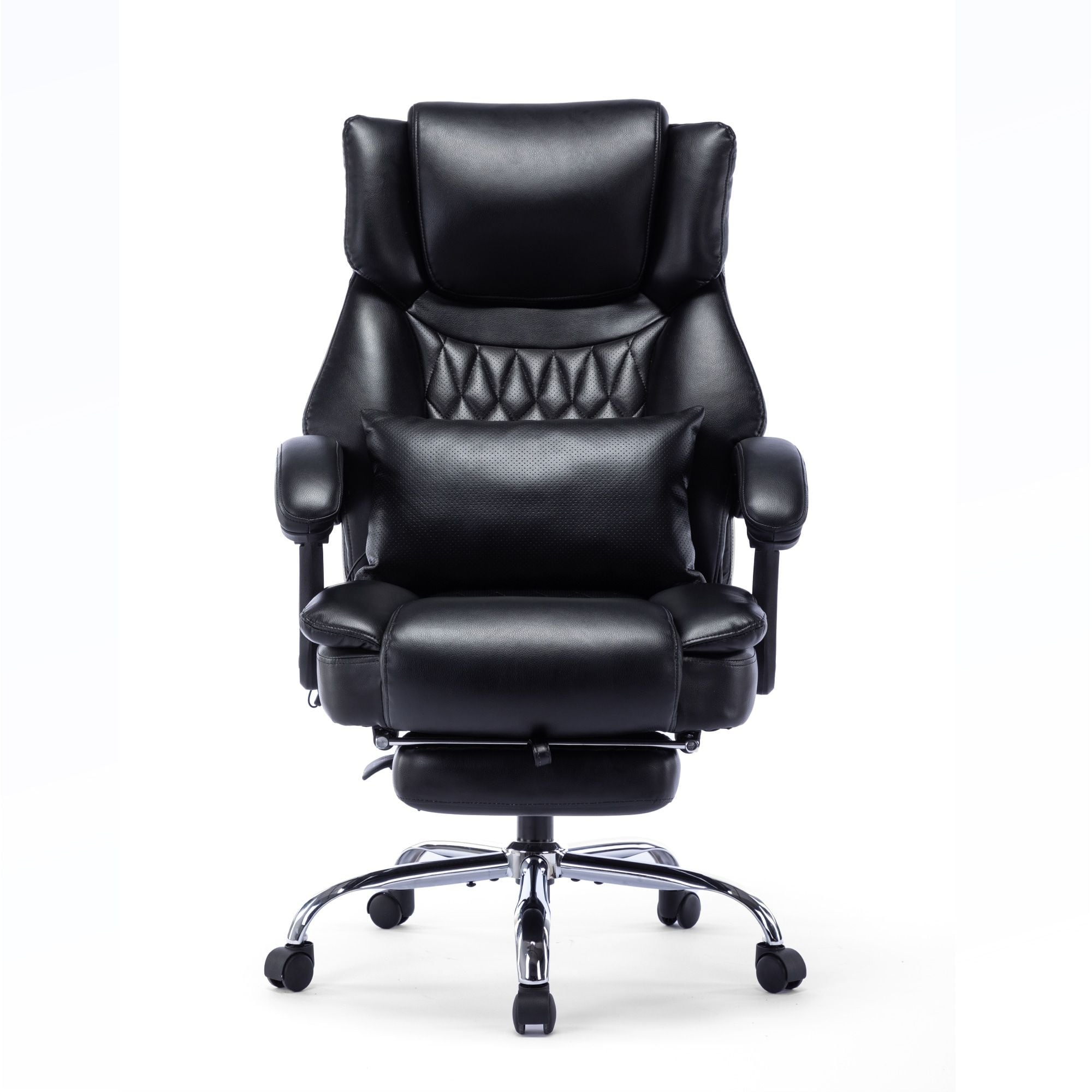 High Back Massage Reclining Office Chair with Footrest, Home Office Executive Computer Desk Chair with Massaging Lumbar Cushion