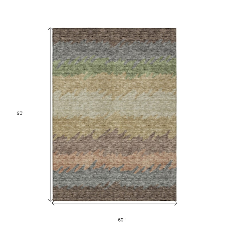 HomeRoots Striped Transitional Rectangle Outdoor Rug