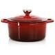 preview thumbnail 2 of 5, MegaChef 2.7 Quart Round Enameled Cast Iron Casserole in Gradient Red
