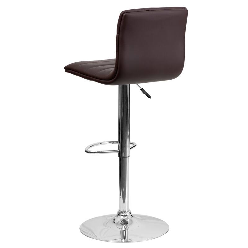 Modern Vinyl Channel Tufted Adjustable Height Barstool (Set of 2) - 16"W x 19"D x 35" - 44"H - 16"W x 19"D x 35" - 44"H