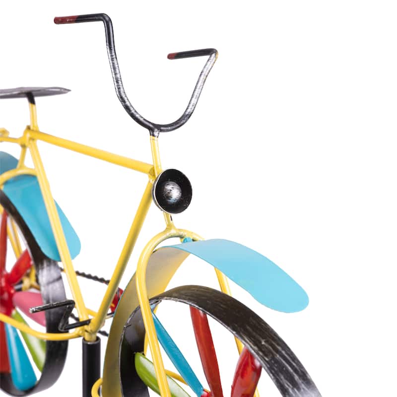 Alpine Corporation 42" Tall Outdoor Metal Bicycle Wind Spinner Garden Stake Decoration, Multicolor