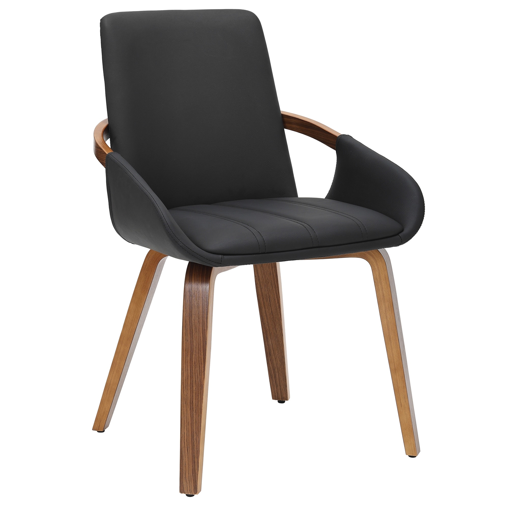 Mid-Century Modern Faux Leather & Bentwood Dining Chair, Set of 2