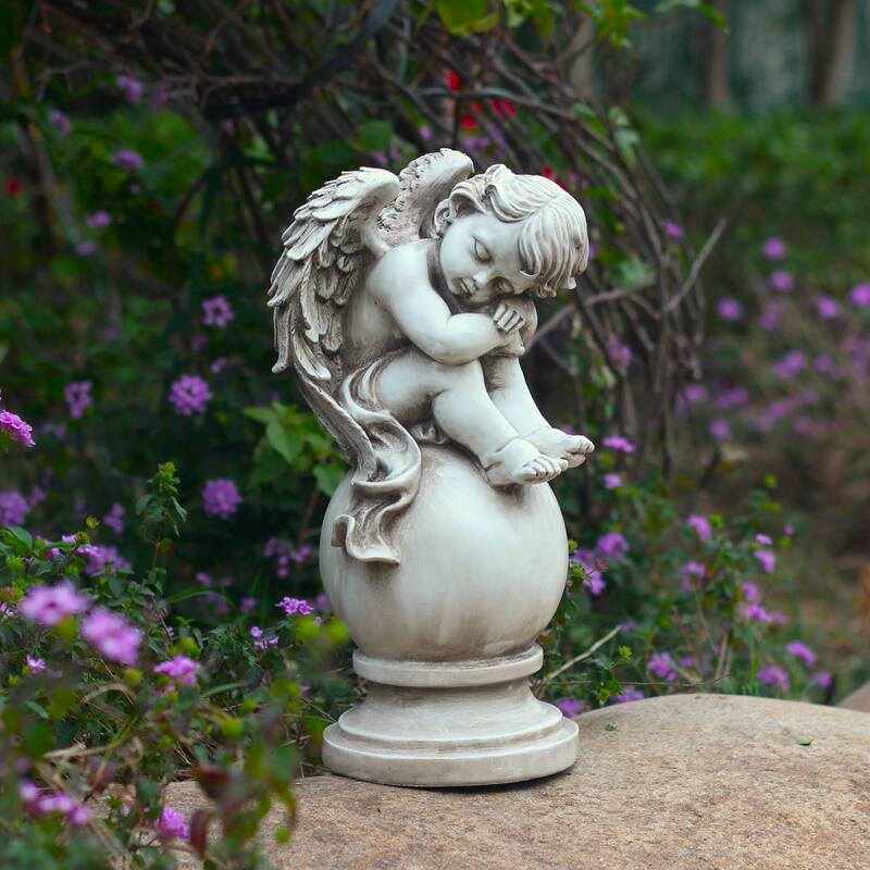 Set of 2 Magnesium Cherubs on Globe Pedestal