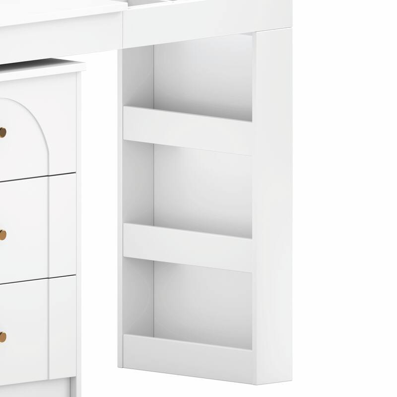 Vanity Desk with Mirror & Lights, Flip-Top Makeup Vanity Table