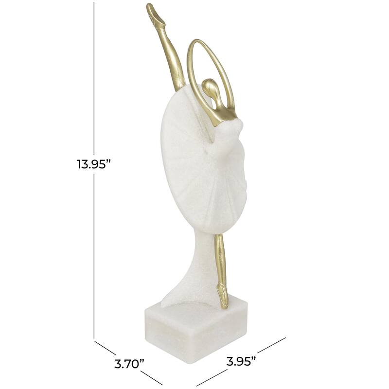 Polystone Dancer Ballet Decorative Sculpture with Gold Accents - Cream - Roche River Decor