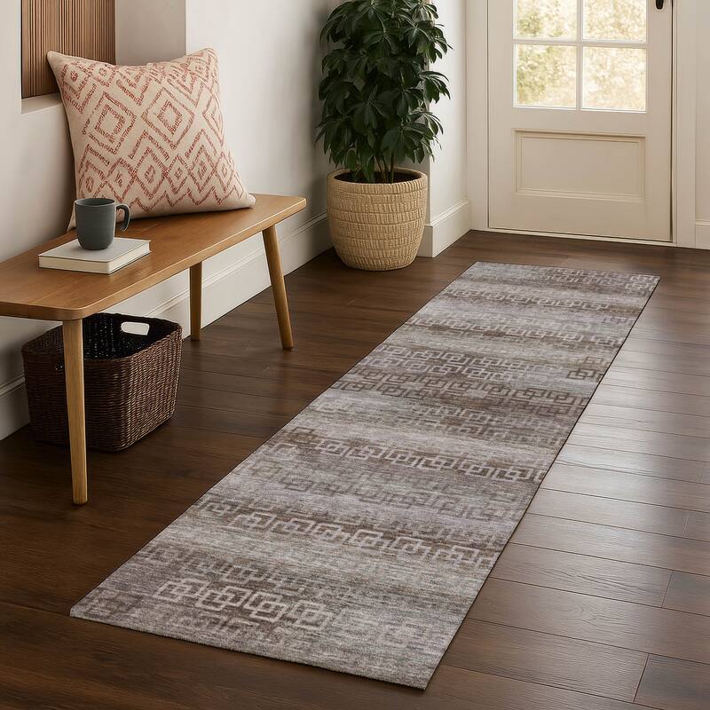 Premium Washable Super Soft Modern Stripe Mayfield Rug - Chocolate - 2'3" x 7'6"
