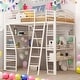 preview thumbnail 2 of 16, Modern Full Size Loft Bed With 4 Layers Of Shelves And L-shaped Desk,Sockets,USB Ports,Wireless Charging