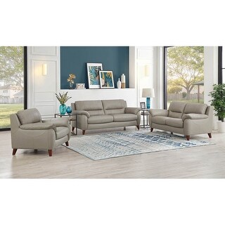 Hydeline Lara Top Grain Leather Sofa Loveseat and Chair Set - Bed Bath ...