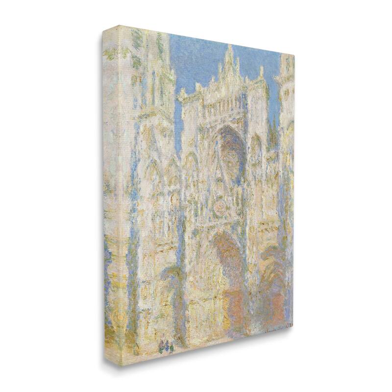 Stupell Rouen Cathedral, West Facade Sunlight Claude Monet Painting ...