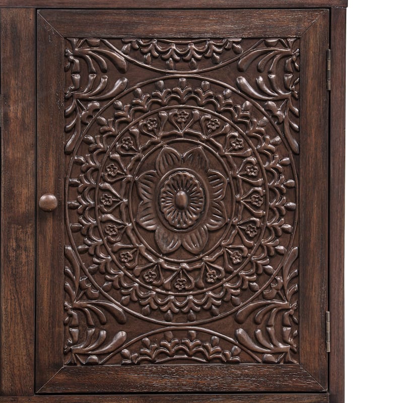 Gemma Brown Mandala Cabinet with Electric Fireplace