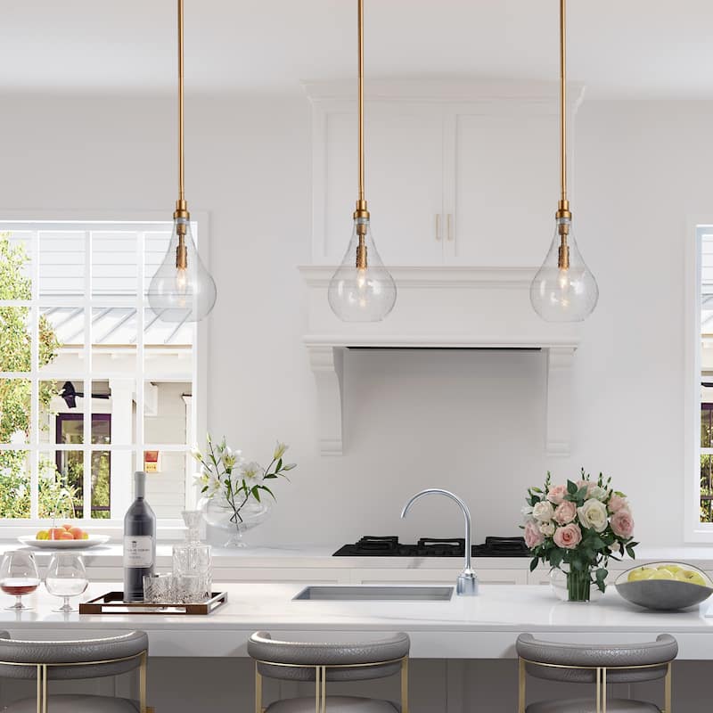 Marro Modern Farmhouse Mini Pendant Seeded Glass Teardrop Islands Lights Kitchen Dining Room