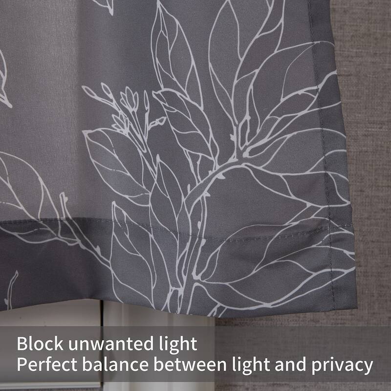 DriftAway Ryan Sketch Floral Branch Leaves Pattern Curtain Set