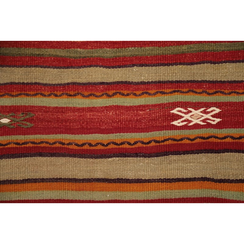 Hand Woven Oriental 100% Wool Carpet Southwestern Tribal Multi-Colored Kilim Area Rug - 8' 2'' X 4' 9''