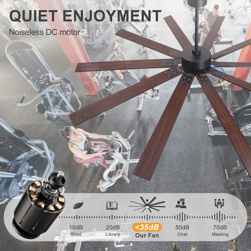 Large 84"/72" Reversible 10-Blade Integrated Ceiling Fan with LED Light Kit and Remote