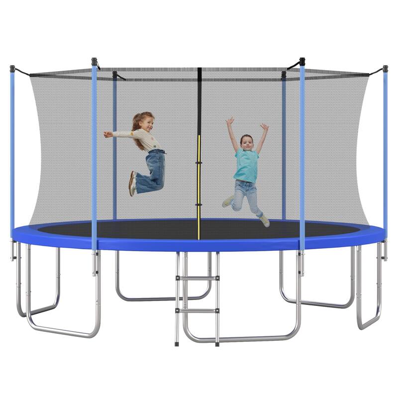 Kids 14FT Trampoline with Inner Safety Enclosure and Easy Assembly - Blue