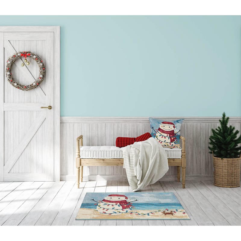 Liora Manne Esencia Beach Snowman Indoor/Outdoor Mat