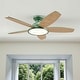 preview thumbnail 47 of 113, 5 - Blade Low Profile Flush Mount Modern Ceiling Fan with LED Light and Remote 42" - Green with Natural Wood Grain Blades