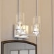 preview thumbnail 1 of 10, Park Ridge Bathroom Vanity Lighting Wall Fixture, Clear Glass Shade, Dimmable, LED Compatible, Over Mirror Mount Steel Satin Nickel - 13-in W x 7.75-in H x 6-in D