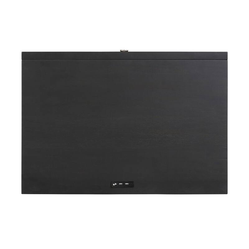 Furniture of America Forma Mid-Century Modern Balck Solid Wood Nightstand With LED Light and USB Ports