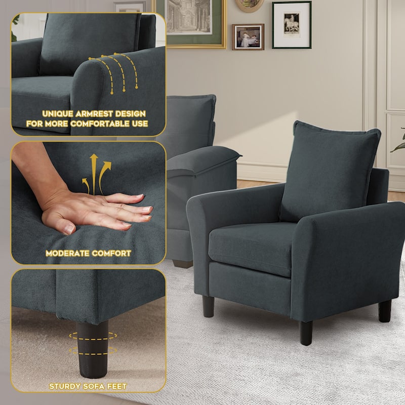 3-Piece Living Room Sectional Sofa Set with Chair and Ottoman