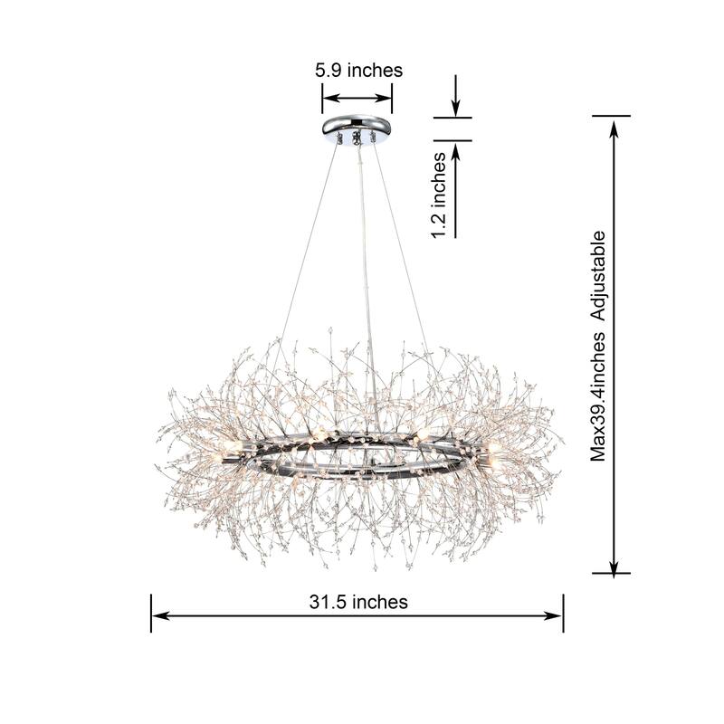 Liria 9-Light Chrome Clear Beads Firework Chandelier