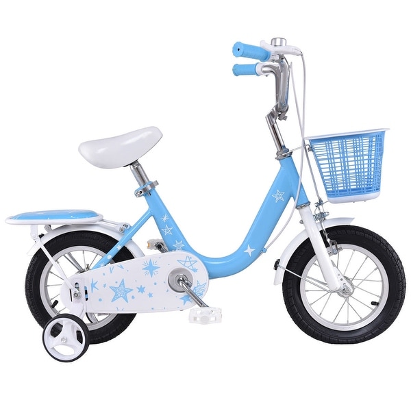 Shop Costway 16 Kids Bike Bicycle Children Boys  Girls With Training Wheels And Basket Blue -5813