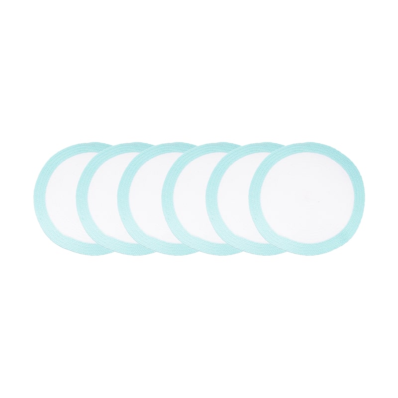 Rim Braided Round Placemats Sets of 6 Collection - Blue