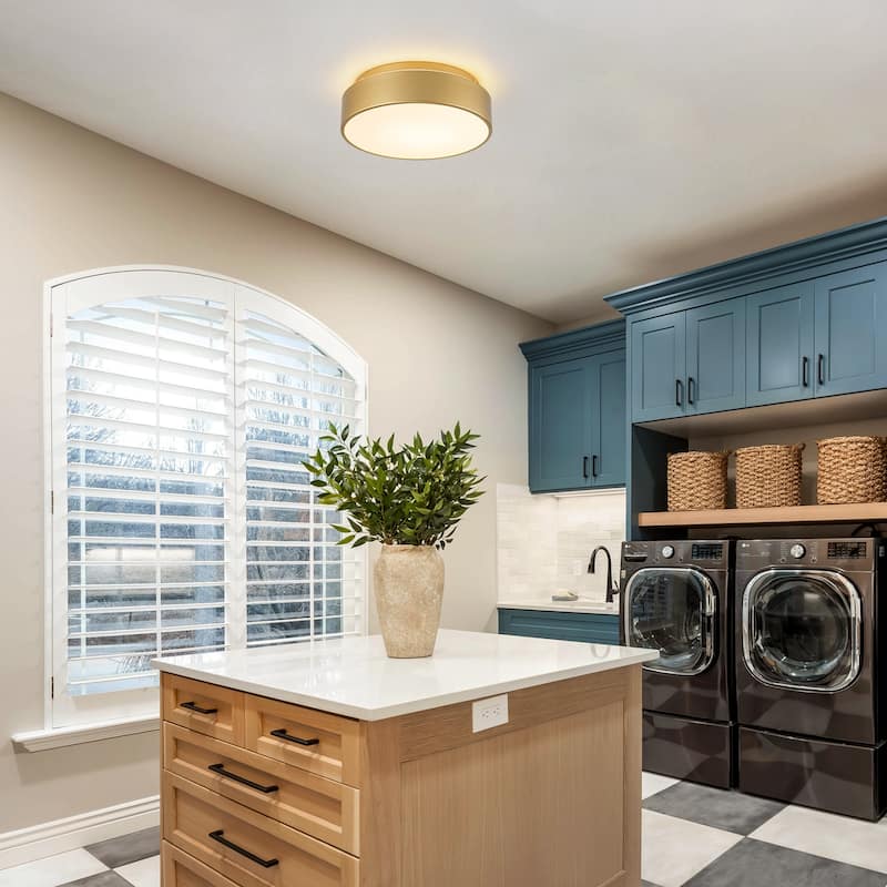 Dimmable LED Flush Mount Ceiling Light with 5-Color Temperature Selectable - 11.4 in W × 3.7 in H