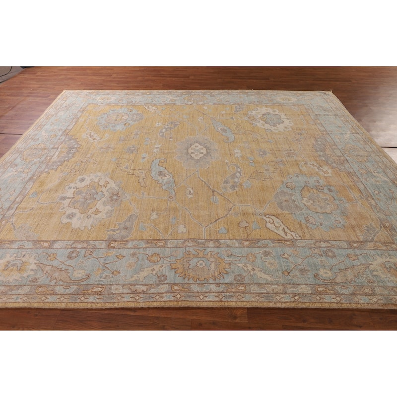 Vegetable Dye Oushak Turkish Area Rug Handmade Floral Wool Carpet - 8'1" x 10'0"