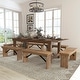 preview thumbnail 1 of 8, Solid Pine Folding Farm Table Set with 6 Benches Antique Rustic