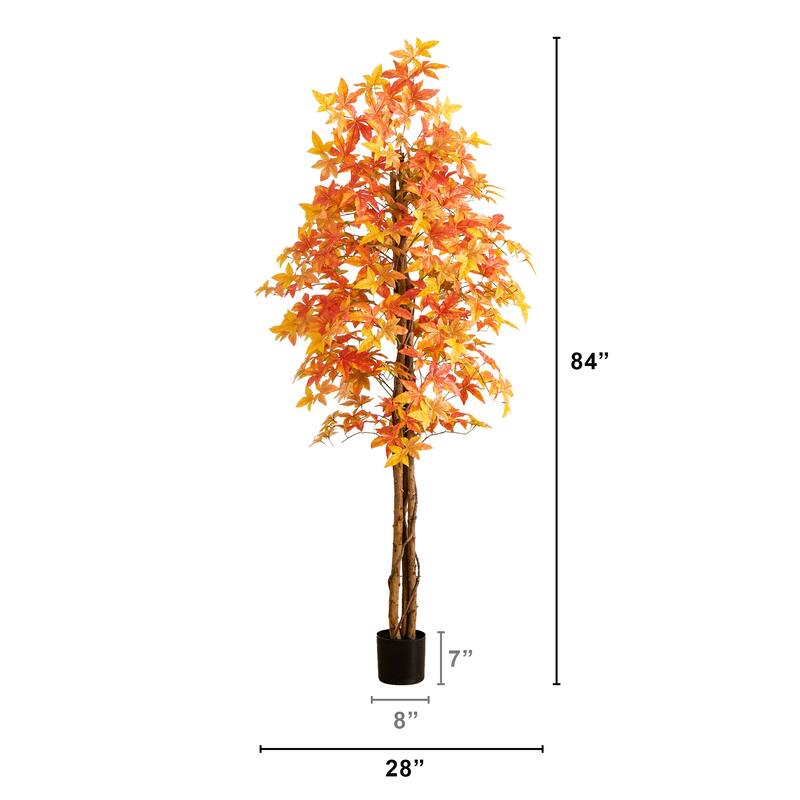 7-ft Autumn Deluxe Maple Artificial Fall Tree - Green